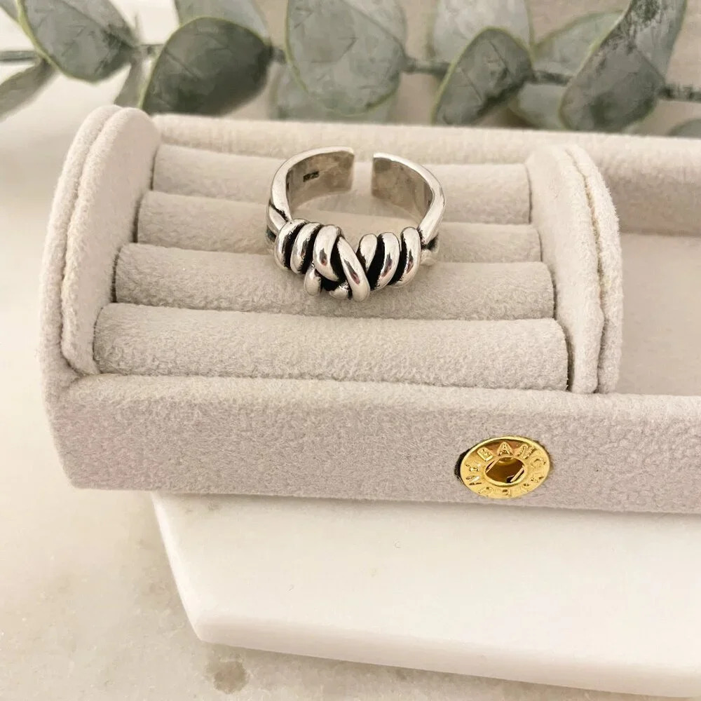 925 Sterling Silver Knot Ring Stackable Ring Chunky Ring Band Twist Ring - Picture 4 of 10